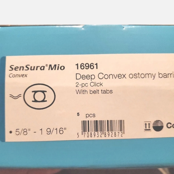 (1) New Box of 5 Sensura Mio deep Convex Ostomy Barriers with belt tabs 16961 - Picture 2 of 3